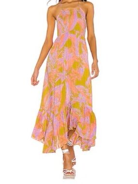 Intimately Free People Heat Wave Maxi Slip Dress XS Purple Boho Fairy Ruffle Hem